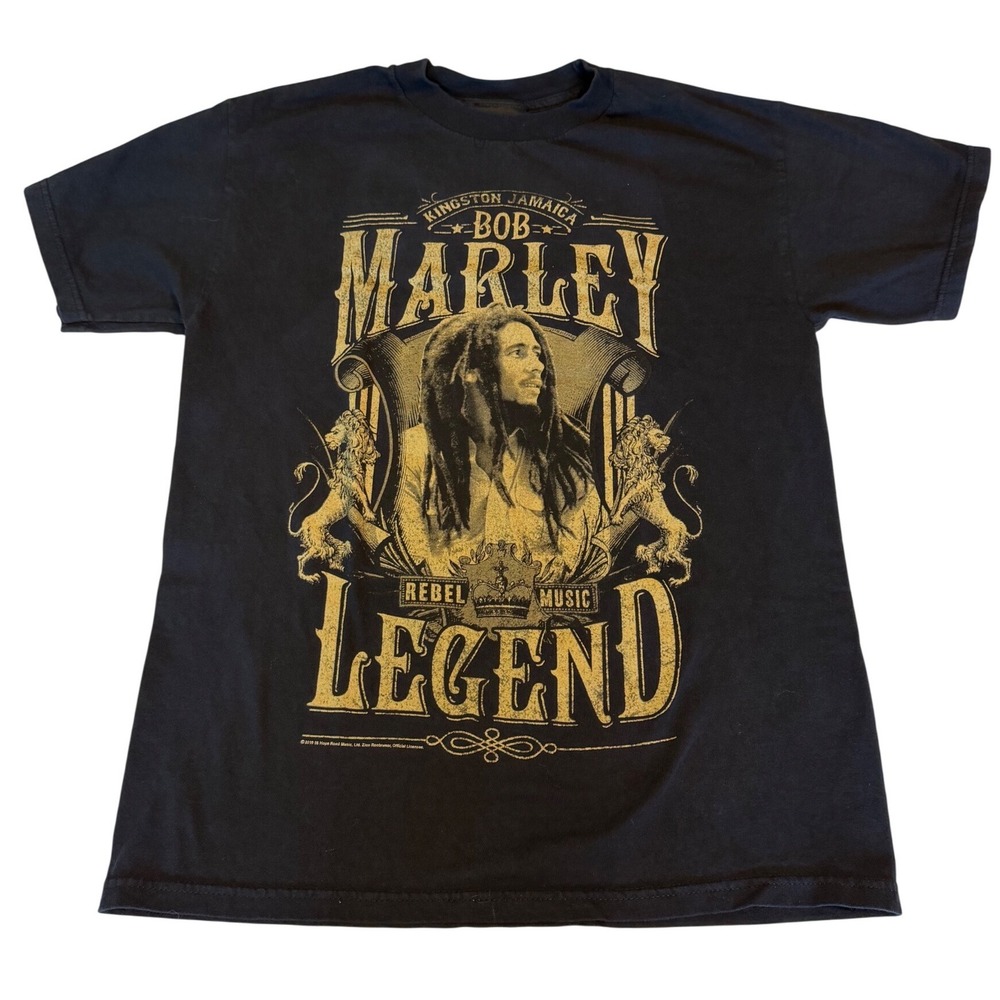 Zion Rootswear Bob Marley T-Shirt Mens M Black Excellent Legend Rebel Music Lion